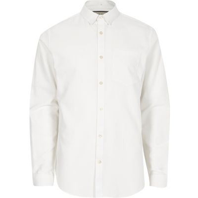 White concealed button-down Oxford shirt